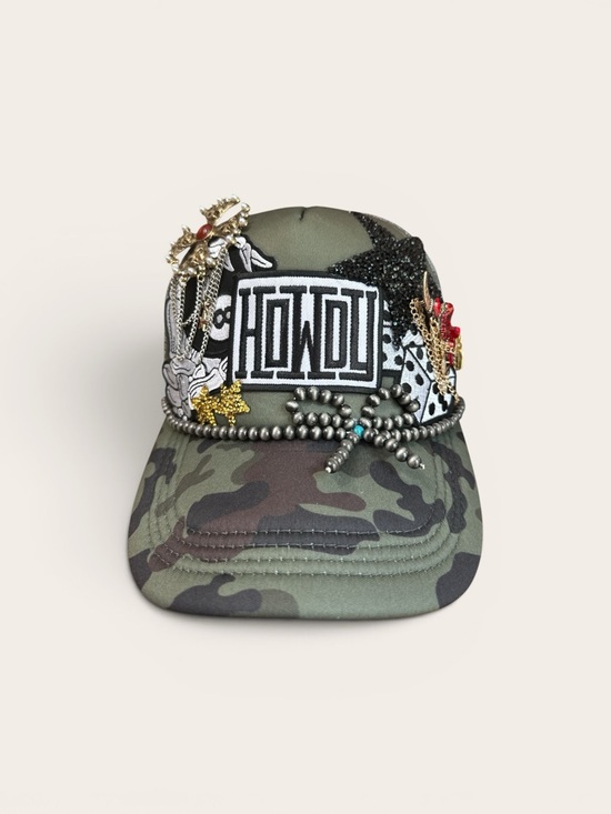 otto truckers hat Accessories - Women’s Custom  'Howdy' Embellished Trucker  hat - Olive Green summer vibes